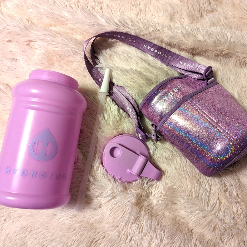 Lavender Hydrojug w Amethyst Metallic Sleeve & Straw
